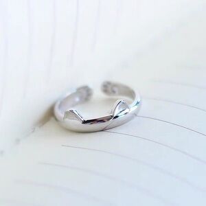 Cat ear silver ring